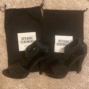 Opening Ceremony open toe black leather sandals (Zipper needs to be replaced)